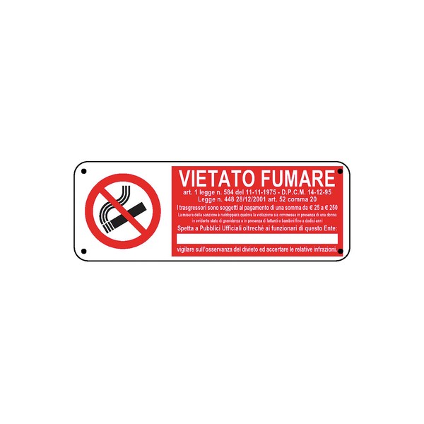Cartello con divieto di fumare EN ISO 270x430