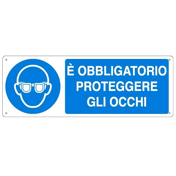 Cartello con obbligo di proteggere gli occhi