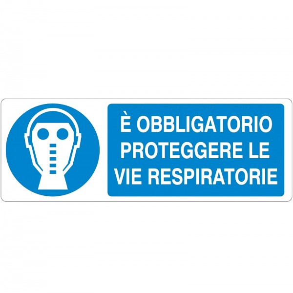 Cartello con obbligo di proteggere le vie respiratorie