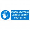 Cartello con obbligo di usare guanti protettivi