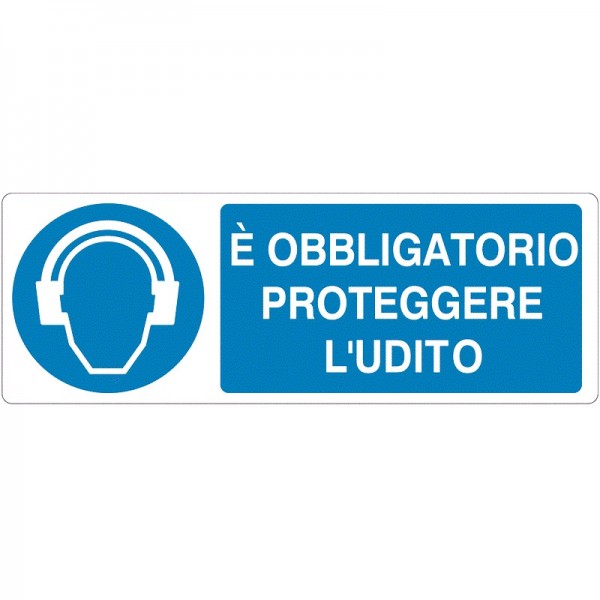 Cartello con obbligo di proteggere l’udito
