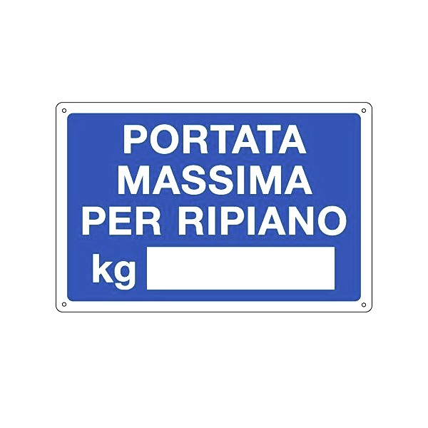 Cartello informativo portata massima per ripiano