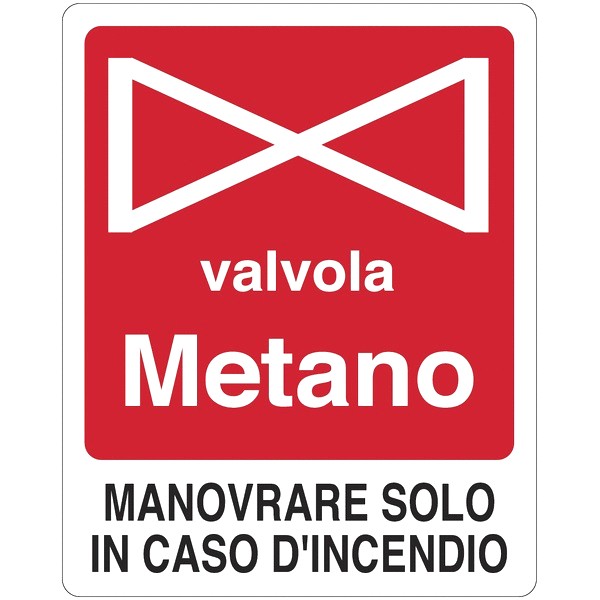 Cartello di segnalazione valvola di metano
