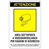 Cartello area sottoposta a videosorveglianza