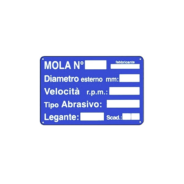 Cartello compilabile per mola