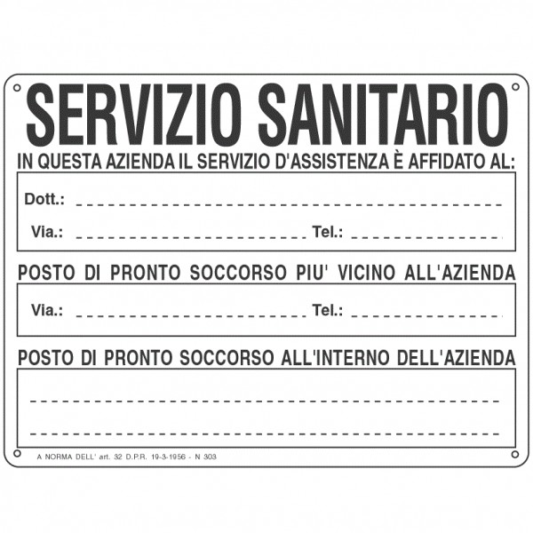 Cartello compilabile servizio sanitario