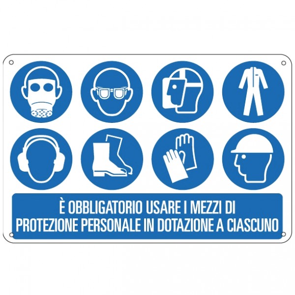 Cartello con obbligo di uso protezioni personali