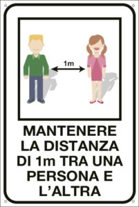 Coronavirus - cartello distanza di 1 metro