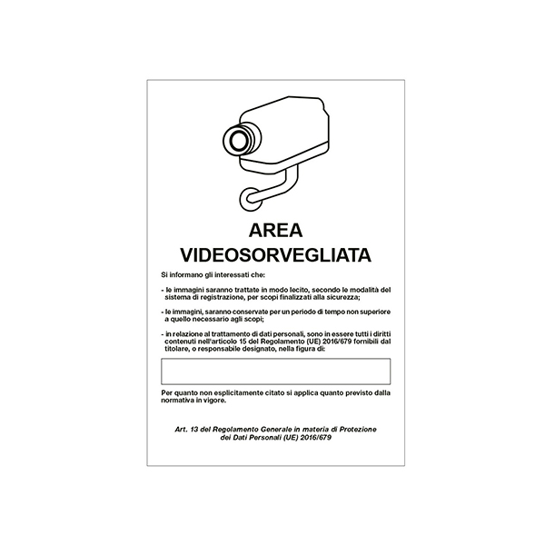 CARTELLO AREA VIDEOSORVEGLIATA